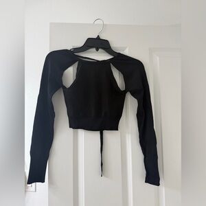 Cult Gaia Black Long Sleeve Crop Top